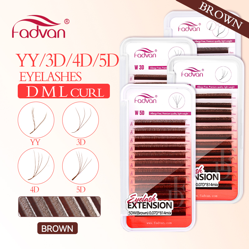 Eyelash Extension Yy - FADVAN Brown 4D/3D/5D lashes W Shape